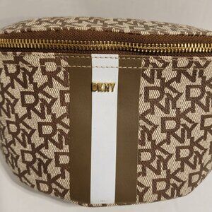 New DKNY Belt Bag – Beige/Taupe Faux Leather, Gold Hardware, L/XL Waist